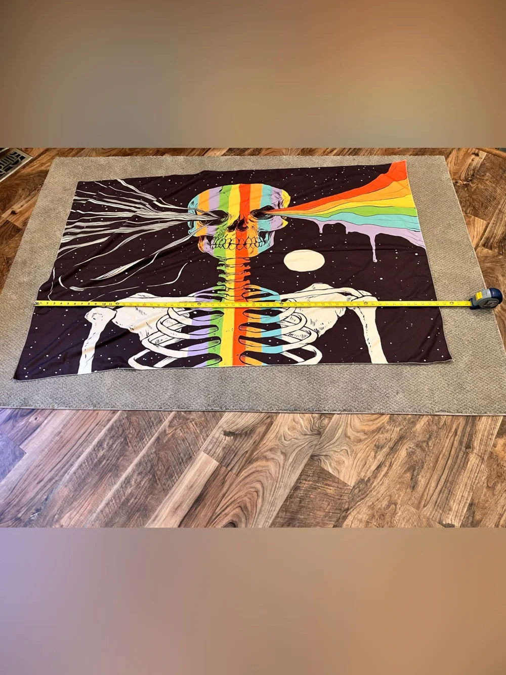 Psychedelic Rainbow Skull Tapestry